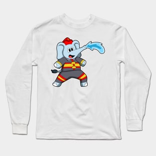 Elephant as Firefighter with Hose Long Sleeve T-Shirt